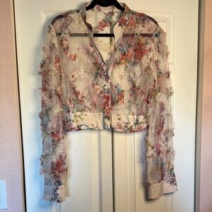 Floral Sheer Women's Cropped Top size L